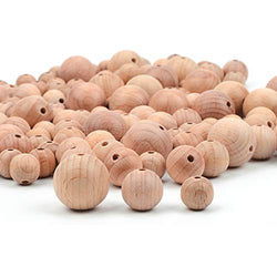 Blue Rabbit Co Wooden Beads - 12/15/20mm 50PC Polished Beech Wood Beads (50PC Wood)
