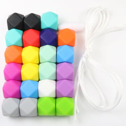 Silicone Beads, Hexagon Beads, Jewelry Making Supplies for Bracelets and Necklaces, Includes Lanyard and Clasp (Hexagon, 14mm, 25PC)