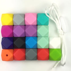 Silicone Beads, Hexagon Beads, Bead Set Includes Lanyard and Clasp (Hexagon, 17mm, 20PC)
