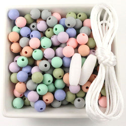 Blue Rabbit Co Silicone Beads, Beads and Bead Assortments, Bead Kit Includes Lanyard and Clasp - 9mm Silicone Beads, Pastel, 250PC