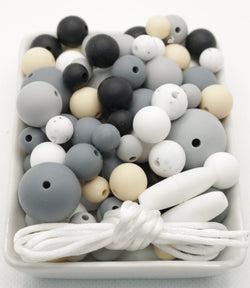 Blue Rabbit Co Silicone Beads, Beads and Bead Assortments, Bead Kit, Mixed Sizes Silicone Bead Bulk  (100PC Charcoal)