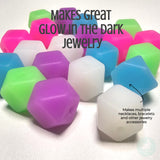 Glow-in-the-Dark Hexagon Silicone Beads (14mm)