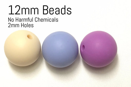 12mm Light Purple Round Silicone Bead