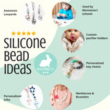 Blue Rabbit Co Silicone Beads, Beads and Bead Assortments, Bead Kit Includes Clips, Clasp, Lanyard (Lavendar Mix)