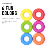 Blue Rabbit Co Silicone Beads, Beads and Bead Assortments, Bead Kit, Ring Silicone Beads Bulk (Ring, Rainbow, 12PC)