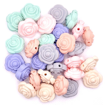 Blue Rabbit Co Silicone Beads, Beads and Bead Assortments, Bead Kit, Flower Silicone Beads Bulk (30PC Pastel)