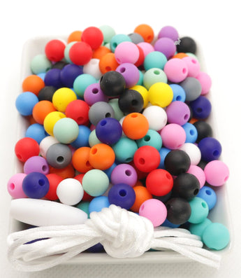 Blue Rabbit Co Silicone Beads, Beads and Bead Assortments, Bead Kit Includes Lanyard and Clasp - 9mm Silicone Beads, Original 250PC