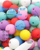 Blue Rabbit Co Silicone Beads, Beads and Bead Assortments, Bead Kit, 12mm Silicone Bead Bulk, Original, 200PC