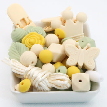 Blue Rabbit Co Silicone Beads, Beads and Bead Assortments, Bead Kit Includes Clips, Clasp, Lanyard (Desert Mix)